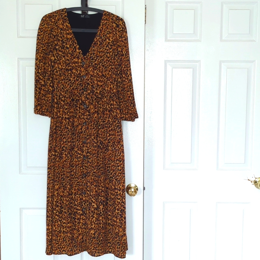 Zara Trf Leopard Midi Dress Size S